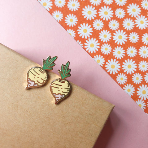 18k Gold Turnip Earrings