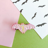 Pink Bat enamel pin
