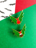 Christmas Bats enamel pins